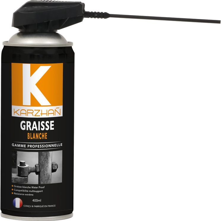 Graisse blanche KARZHAÑ, Water Proof, compatibilité multisupport, résistance extrême, aérosol 400 ml
