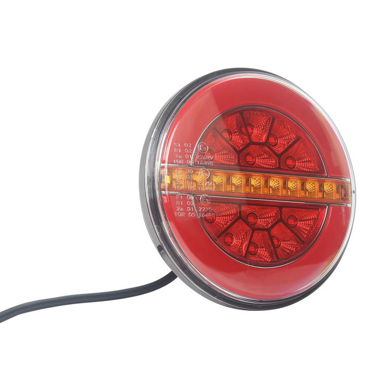 Feu arrière rond LED 12/24V 3 fonctions dynamique, gauche, Homologué R6 – R7 – R10