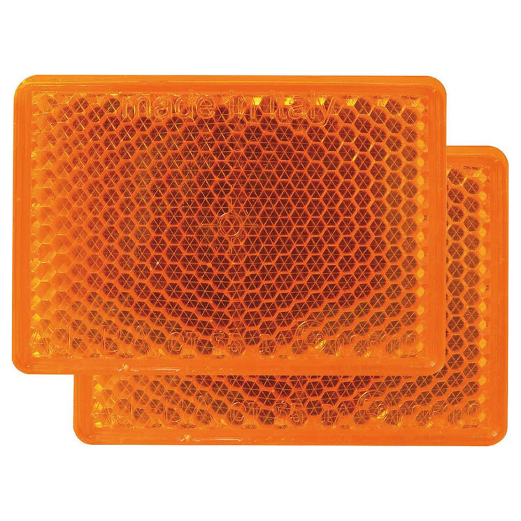 Lot de 2 catadioptres rectangles 56x39 mm, orange adhésif