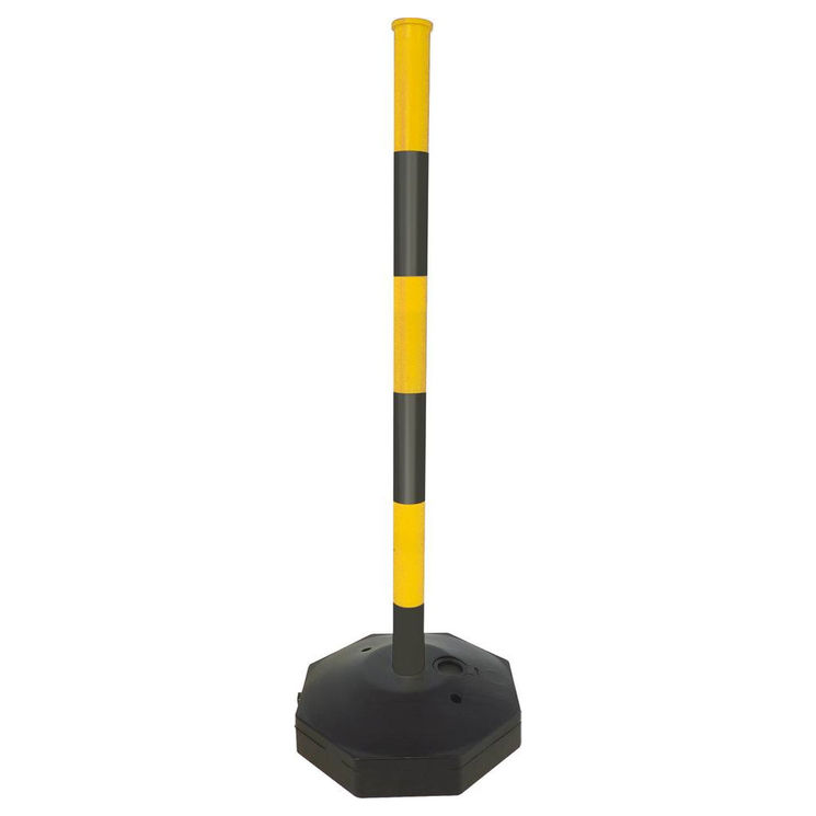 Poteau de signalisation 85cm plastique, jaune-noir avec base lestable