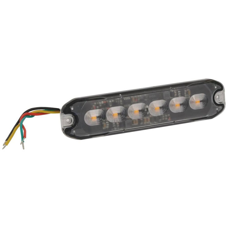 Feu de pénétration 6 LED 12/24V, orange extra plat, 5 types de flash 10W, Homologué R65 - R10
