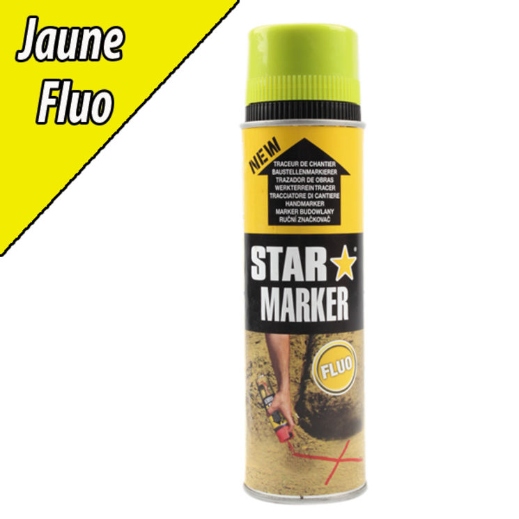 Traceur de chantier aérosol fluo jaune, STAR MARKER, 500 ml