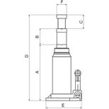 Cric bouteille hydraulique 10T, hauteur maxi 471 mm, corps en fonte, COMPAC