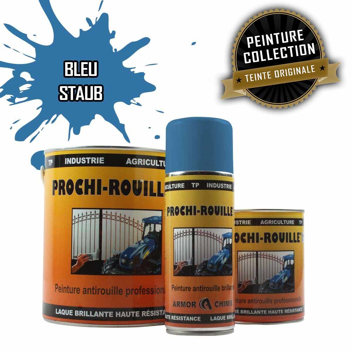 Peinture agricole collection PROCHI-ROUILLE brillante, Bleu, STAUB, Aérosol 400 ml