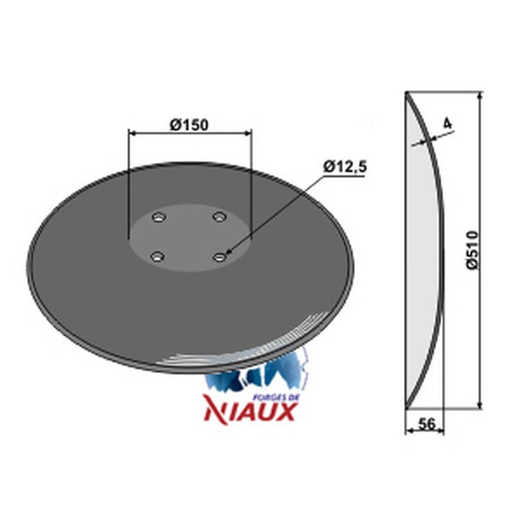Disque lisse 510x4 mm, 4 trous, 850410240 pour Pottinger, NIAUX 200