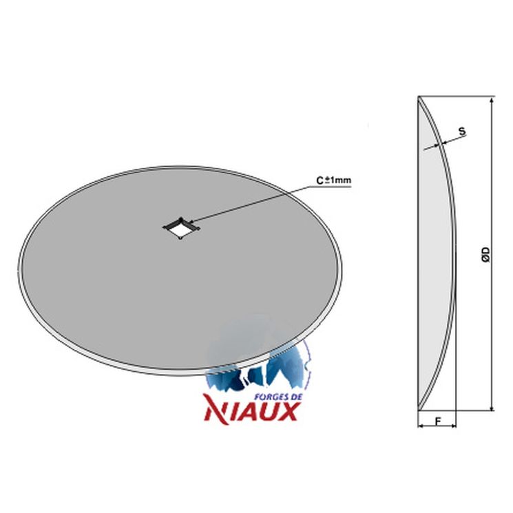 Disque lisse 610x5 mm, carré de 41 mm, hauteur 85 mm, pour cover crop, NIAUX 200