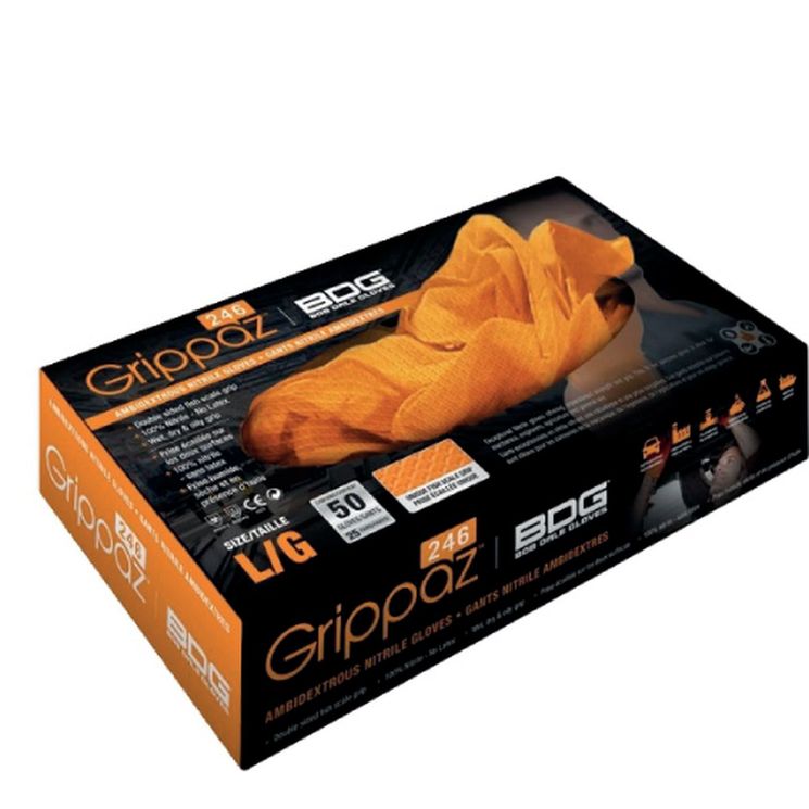 Boîte de 50 gants jetables XL - Nitrile - Grippaz, texturés intérieur et extérieur, non poudrés