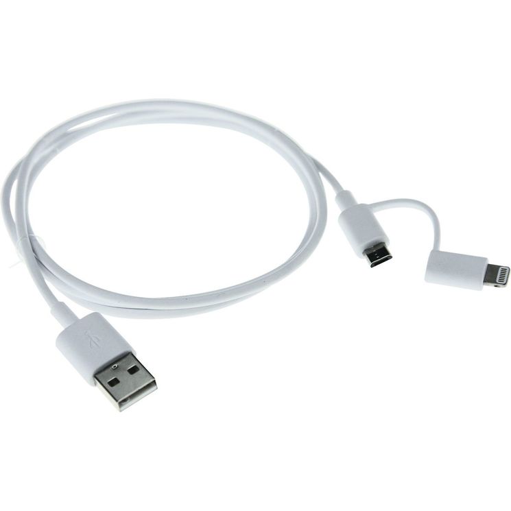 Câble de charge micro USB 2 en 1 spécial iPhone 1m
