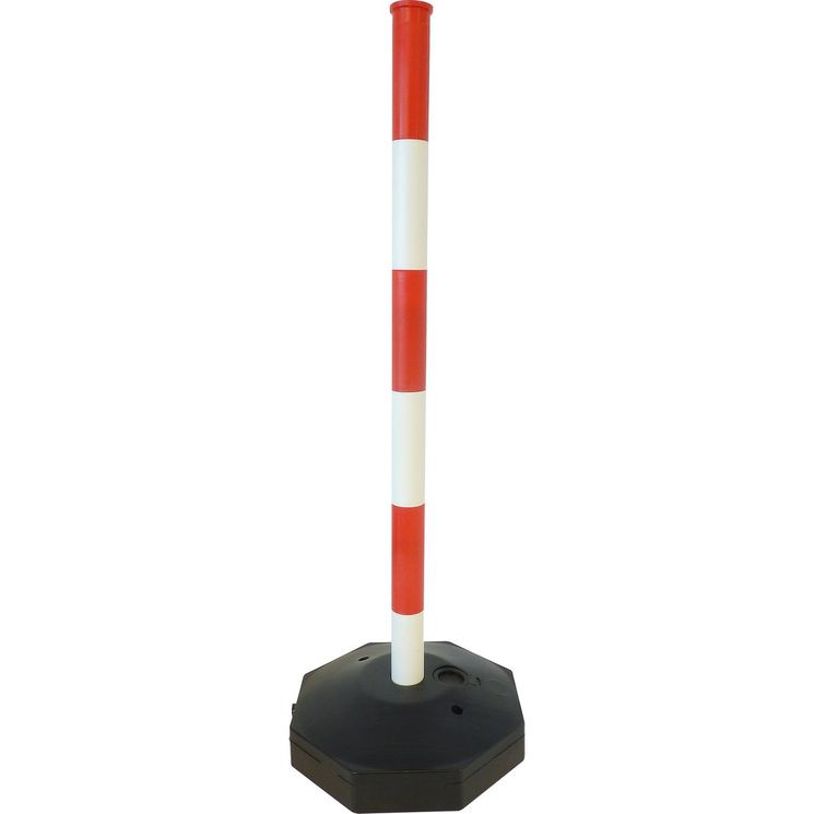Poteau de signalisation 85cm plastique, rouge-blanc avec base lestable
