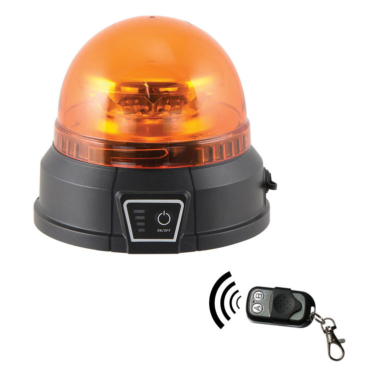 Gyrophare LED rotatif sans fil, fixation magnétique, sur batterie, homologué R65-R10, avec télécommande, autonomie 12 heures