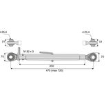 Barre de poussée mécanique rotule / rotule, catégorie 2/2, filetage 30x3 mm, longueur 470/720 mm, gamme Eco