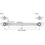 Barre de poussée mécanique rotule / rotule, catégorie 2/2, filetage 30x3 mm, longueur 580/830 mm, gamme Eco