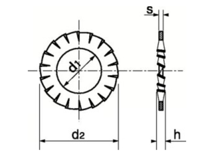 Rondelle éventail diamètre intérieur de 2,3 à 31,4 mm, DIN 6798 A, type AZ, zinguée
