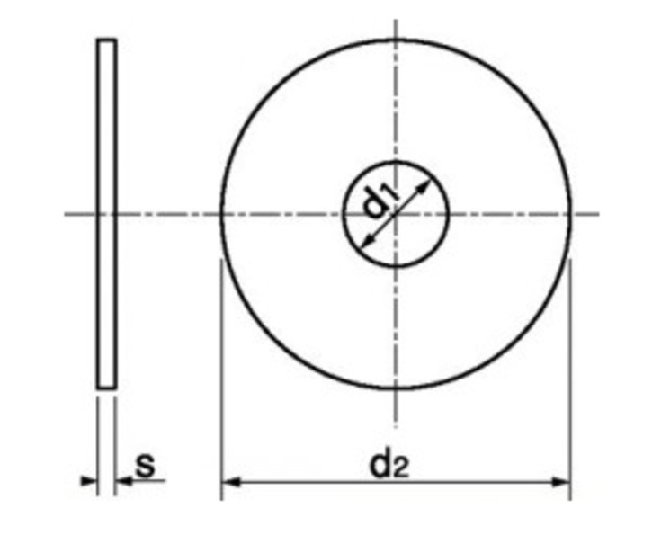 Rondelle plate carrossier diamètre intérieur de 4,3 à 10,5 mm, zinguée