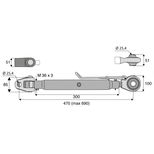 Barre de poussée mécanique articulation / rotule, catégorie 2/2, filetage 36x3 mm, longueur 470/690 mm, gamme Pro