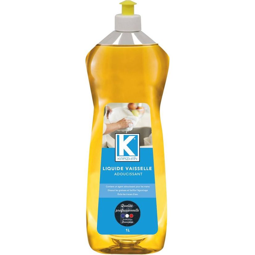 Liquide vaisselle anti-trace avec un agent adoucissant pour les mains, bouteille de 1 litre, KARZHAN
