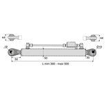 Barre de poussée hydraulique rotule / rotule, catégorie 1/1, tige Ø30 mm, longueur 360/500 mm
