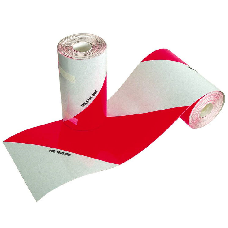 Kit 2 bandes inclinées adhésives, rouges et blanches, rétro/fluo, 2 x 10m, homologuées