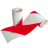 Kit 2 bandes inclinées adhésives, rouges et blanches, rétro/fluo, 2 x 2,80m, homologuées