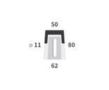 Décrottoir 80x50/62mm, 1 lumière, 11mm, pour AMAZONE, 967074, plaquette carbure, pièce interchangeable