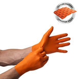 Boîte de 50 gants jetables L - Nitrile - ambidextres, non poudré et non stérile, orange, MERCATOR