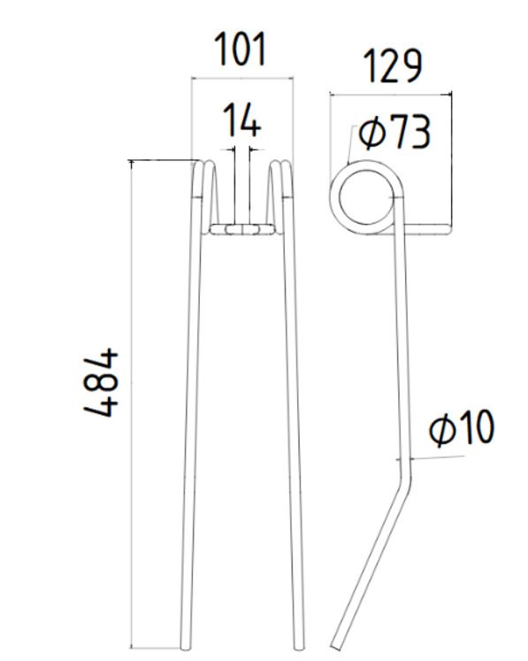 Peigne double griffe 10mm, pour herse arrière de stripel chisel, pièce interchangeable