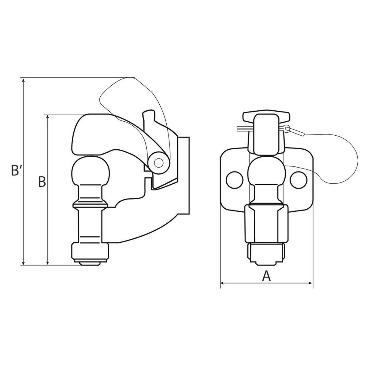 Crochet mixte attelage véhicule utilitaire VUL compact pour anneau BNA sur  remorque