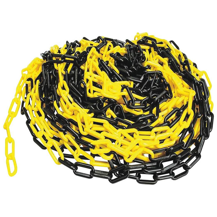Chaine de signalisation PVC Ø8mm - 25m, jaune et noir