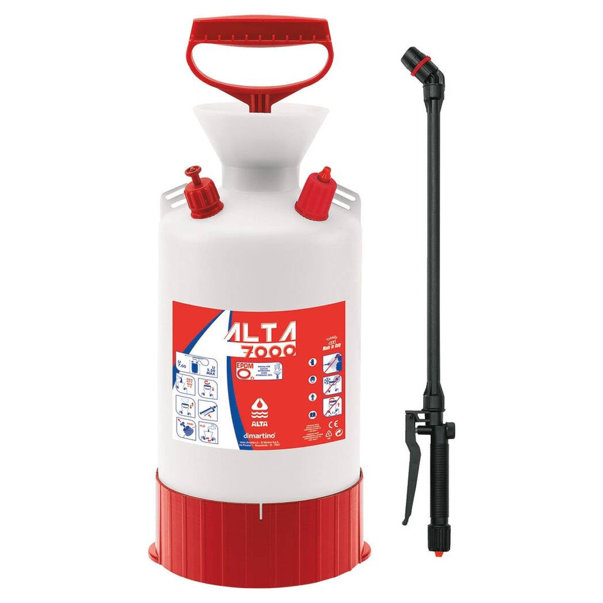 Pulvérisateur ALTA rouge 7 litres, avec lance et joint EPDM
