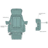 Siège de tracteur pneumatique 12V basse fréquence, tissu, assise 51 cm, avec accoudoirs et appuie-tête, AS3510, PROBOSS