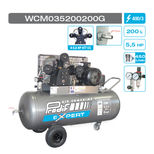 Compresseur mobile 200 litres 400V, 27m³/h, 3 cylindres, 5,5CV, triphasé, WCM035200200G, PRODIF EXPERT
