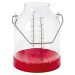 Seau à lait 30 litres transparent rouge, avec anse métallique et double graduation, KERBL