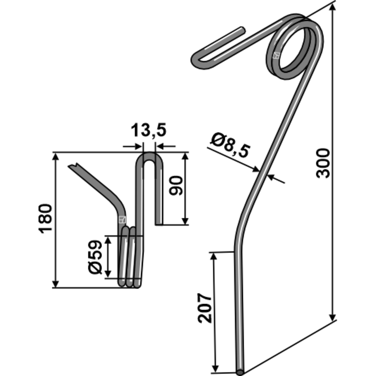 Peigne simple griffe fil 8,5mm pour semoir KUHN, 53039010, pièce interchangeable