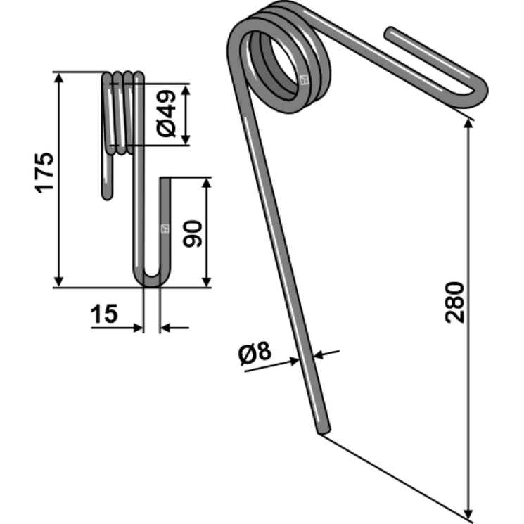 Peigne simple griffe fil 8mm pour semoir KUHN, N02043AO, pièce interchangeable