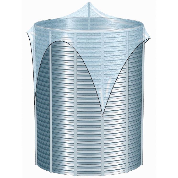 Filet de protection pour céréales en silos ou en vrac, tissage spécial pour passage air de ventilation