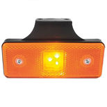 Feu de position latéral à LED 12/24V orange rectangulaire, catadioptre incorporé, 110x41x10 mm, entraxe 30 mm, sur languette coudée à 90°