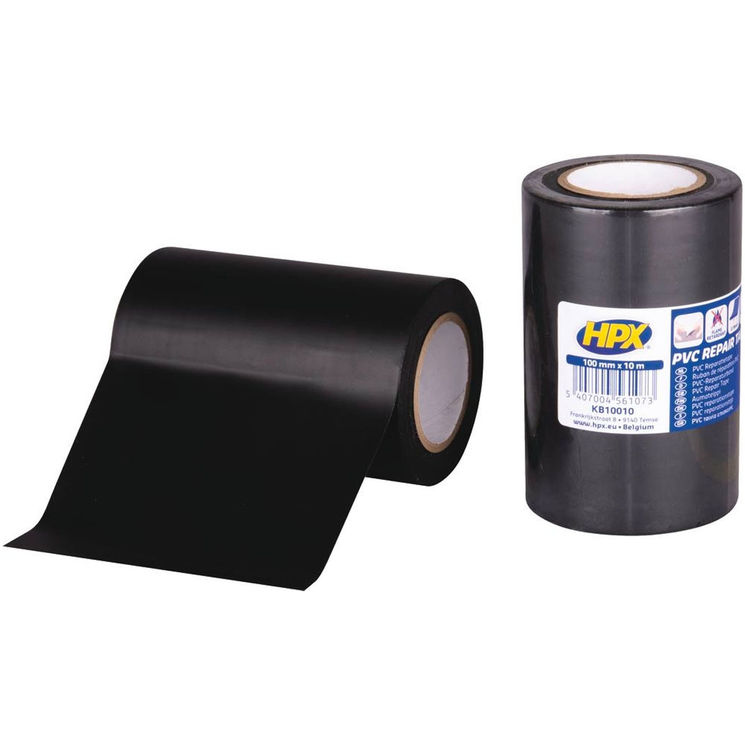 Ruban adhésif PVC noir 100mmx10m, charge de rupture : 45N/25mm, pour réparation film enrubannage