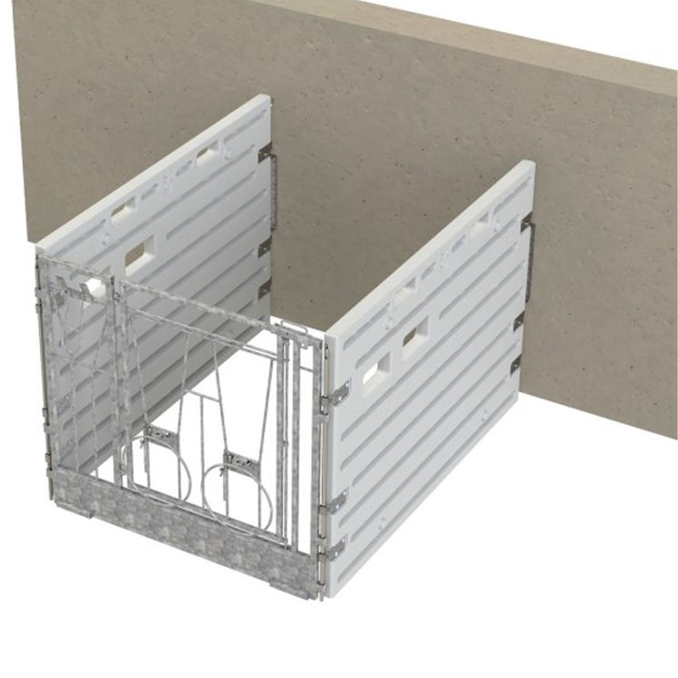 Box à veaux modulaire, individuel placé contre un mur
