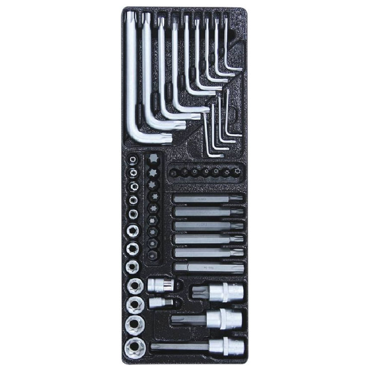 Module PVC composé de 52 pièces - douilles/embouts/clés mâles Torx®, 397x145x40 mm, STILKER