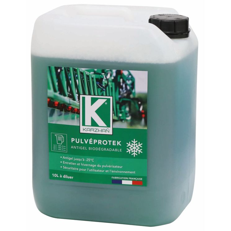Produit d'hivernage agricole PULVEPROTEK, pour pulvérisateur, antigel jusqu'à -25°, bidon de 10 litres