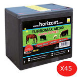 Box de 45 piles alcalines 9V - 200AH, 0% cadmium, 0 % mercure, HORIZONT Turbomax AB200