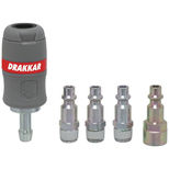 Kit de 5 raccords rapides sécurité pour tuyau 8 mm, passage d'air 6 mm 1/4", DRAKKAR