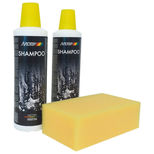 Kit de 2 flacons 500ml shampoings avec éponge pour véhicules motorisés