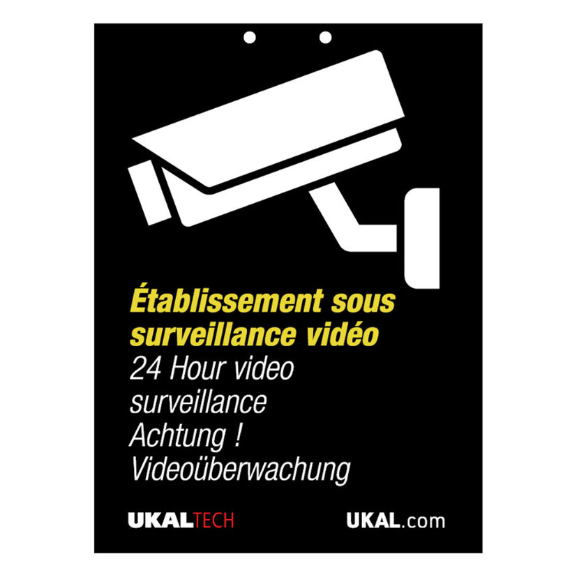 Plaque d'avertissement 14,8 x 21 cm pour caméras de surveillance HORIZONT