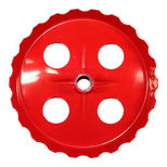 Roue tasseuse crantée AR PNU peinte rouge, pour semoir RIBOULEAU MONOSEM, 65003014, 6720, pièce origine