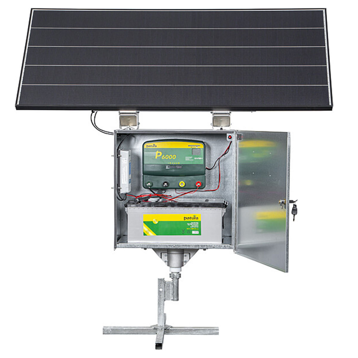 Électrificateur multifonctions P4500 230V / 12 V avec module solaire 100W et boîtier antivol MAXI, PATURA
