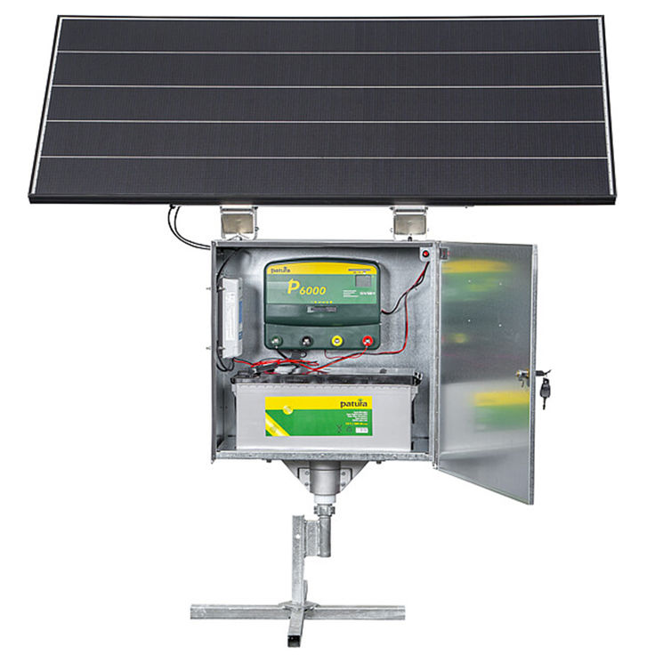 Électrificateur multifonctions P4600 230V / 12 V avec module solaire 100W et boîtier antivol MAXI, PATURA