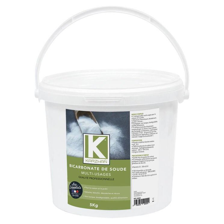 Bicarbonate de soude multi-usages, écologique, qualité alimentaire, seau de 5 Kg, KARZHAN