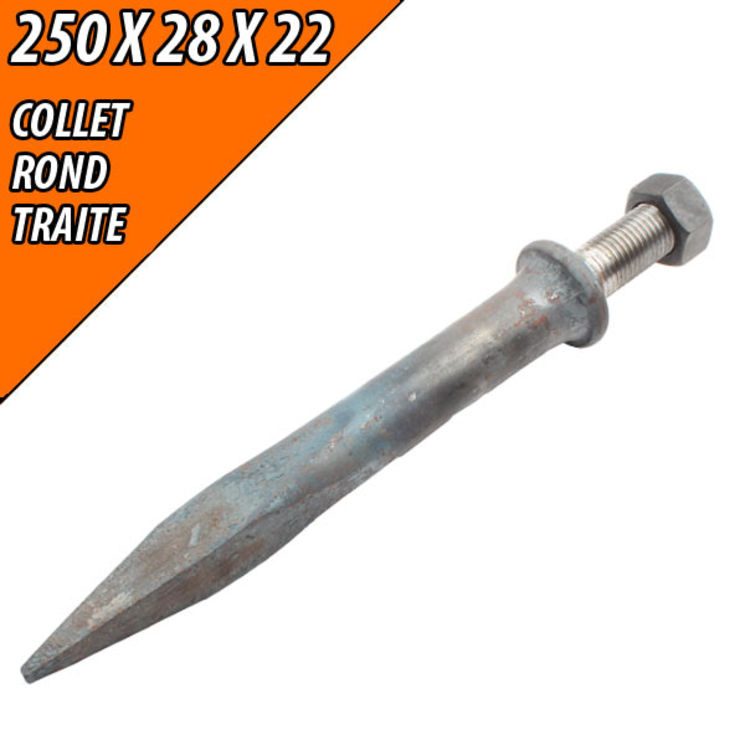 Dent 250X28X22, de herse plate ronde collet rond acier traité 150Kg, pièce interchangeable