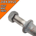 Dent 250X28X22, de herse plate ronde collet rond acier traité 150Kg, pièce interchangeable